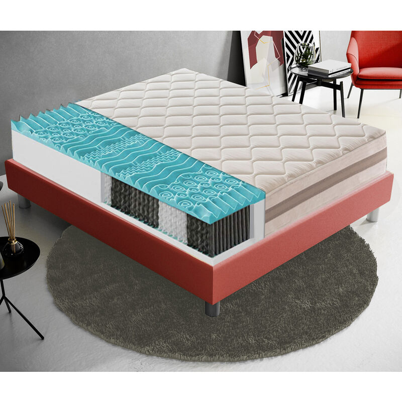 Ilovesleep - Matelas 120x190 à ressorts ensachés - mémoire de forme – avec 9 zones différentes