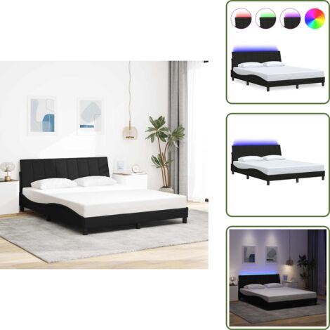 Matelas - vidaXL Cadre de lit sans matelas Hanko noir 160x200 cm tissu - Lumière LED