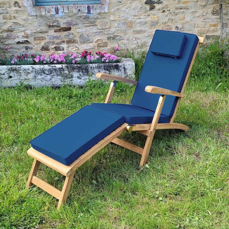 Teck'attitude - Matelas bleu marine pour chaise longue