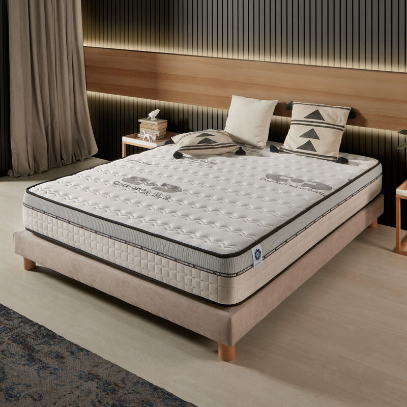 Naturalex - Matelas Visco Carbone - 160x200 cm - Mousse mémoire de forme hr, Blue Latex, Hypoallergénique - Confort Ferme - 7 zones de confort - Face