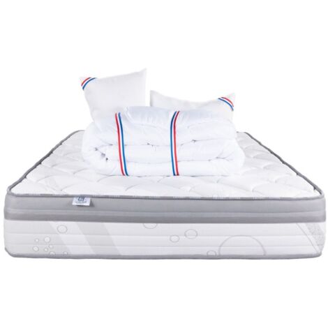 Matelas ViscoPlus, 26 cm, mousse haute densité, ferme, face été/hiver + 1 oreiller + couette, 140x200cm