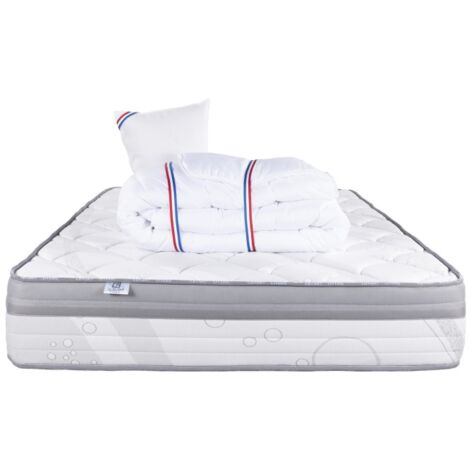 Matelas ViscoPlus, 26 cm, mousse haute densité, ferme, face été/hiver + 1 oreiller + couette, 90x190cm