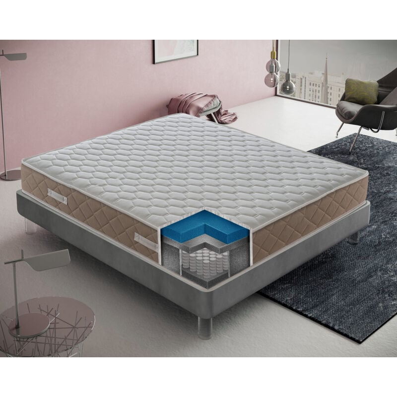 Ilovesleep - Matelas à ressorts ensachés et mousse à mémoire de forme, Gold Relax, hauteur 25 cm, gel à mémoire de 4 cm 140x200