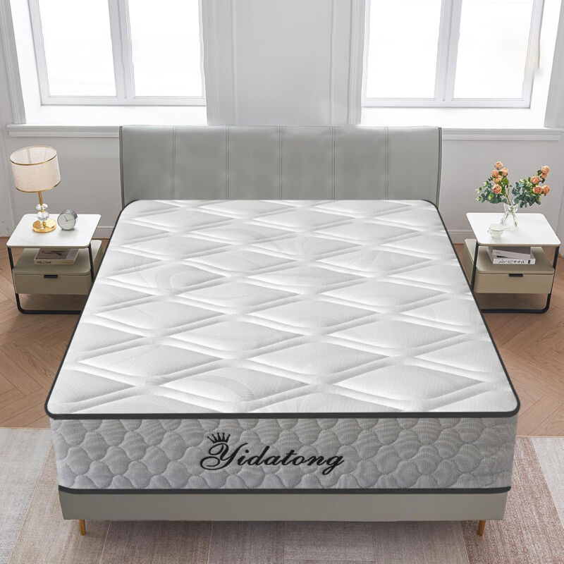 Matelas Yidatong 90x190 cm - Ressorts Ensachés - Mémoire de Forme - Confort Ferme - 7 Zones Ergonomique
