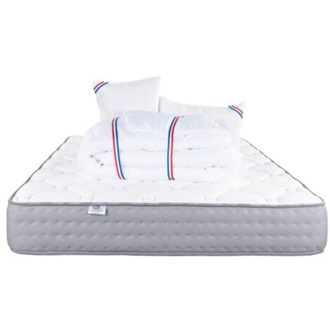 Matelas Zen (20 cm), Couette et Oreiller mousse haute densité, ferme, face été/hiver, 160x200cm