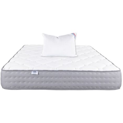 Matelas Zen (20 cm) et Oreiller, mousse haute densité, ferme, face été/hiver, 90x190cm