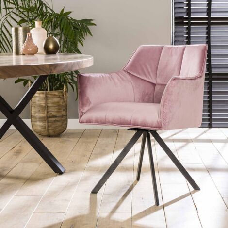 Matelpro - Fauteuil moderne rotatif en velours Marcus (lot de 2) - Rose