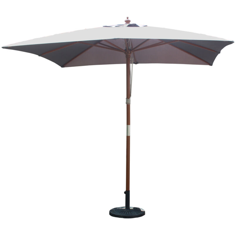 MATERA - Parasol carré droit 2.5x2.5 gris mât en bois