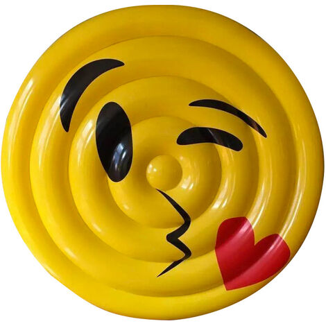 Materassino Gonfiabile Ø150 cm in PVC a Forma di Emoji Ranieri Face Bacino Giallo