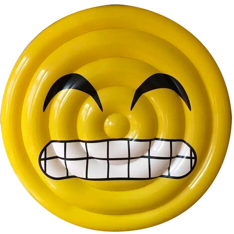 Materassino Gonfiabile Ø150 cm in PVC a Forma di Emoji Ranieri Face Sorriso Giallo