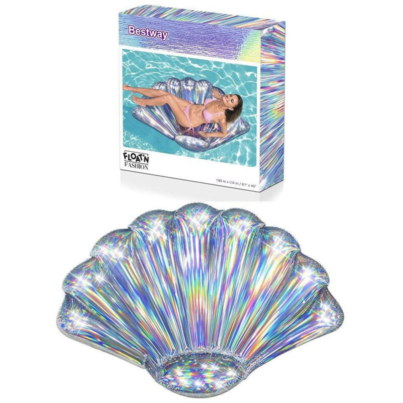 Trade Shop - Materassino Gonfiabile Lounge Conchiglia Iridescente 185X114Cm Mare Piscina 43414 -