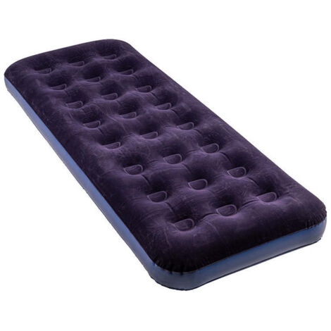 Materassino Gonfiabile Singolo Blu Floccato Ergonomico da Campeggio 191x73x22cm