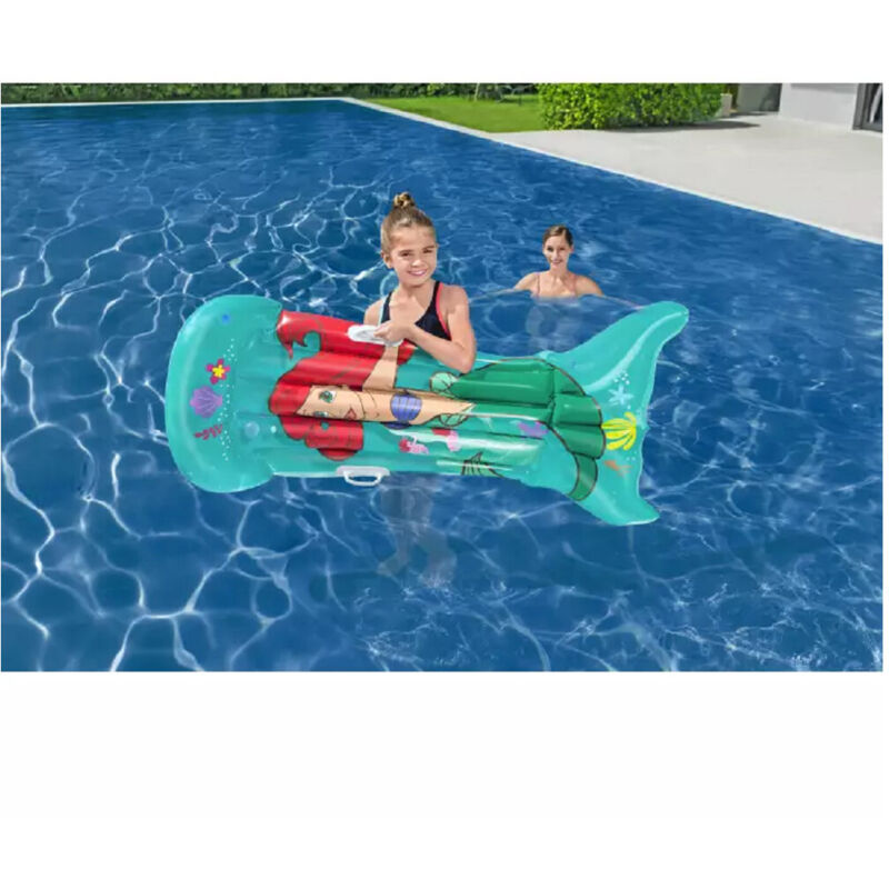 Trade Shop - Materassino Gonfiabile Sirenetta 158X81 Cm Con Maniglie Per Bambine Piscina 9101F -