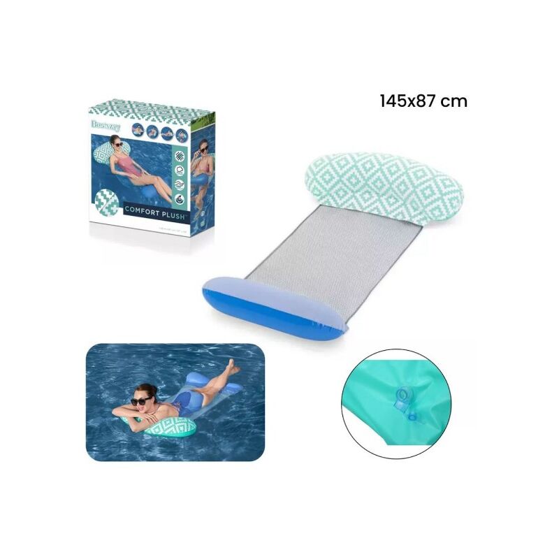 Trade Shop Traesio - Colchón De Lujo Con Red Hinchable 145 X 87 Cm Para Piscina De Verano Mar 43555