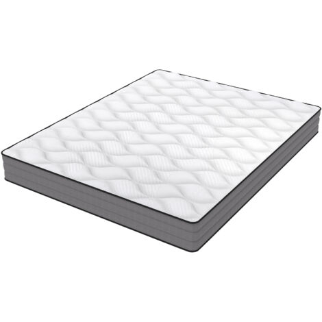 Materasso 120x200 cm H3, 7 zone, molle 1000/2 m², spessore 20 cm, schiuma ad alta densità, rivestimento in Lyocell bianco/grigio, certificato OEKO-TEX