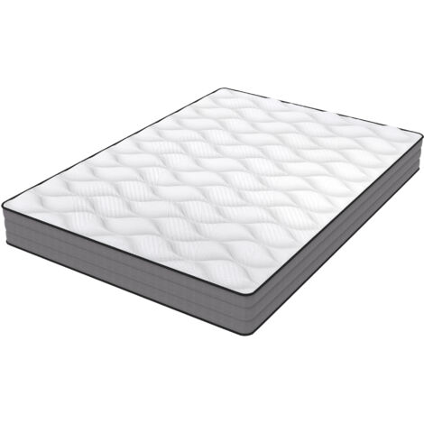 Materasso 160x200 cm H3, 7 zone, molle 1000/2 m², spessore 20 cm, schiuma ad alta densità, rivestimento in Lyocell bianco/grigio, certificato OEKO-TEX