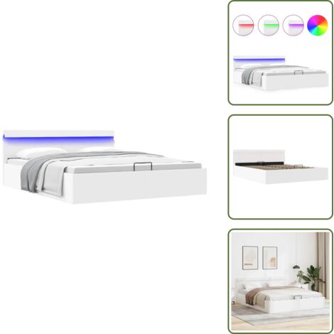 Materasso 160x200 cm - vidaXL Giroletto Contenitore Idraulico LED Bianco Similpelle 160x200cm - Luci a LED