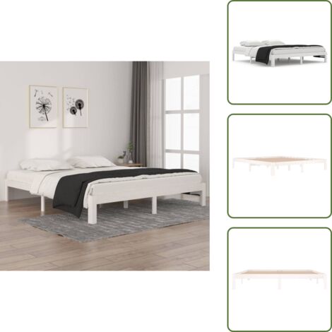 Materasso 180x200 cm - vidaXL Giroletto Bianco in Legno Massello 180x200 cm Super King - Letto con doghe