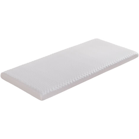 Materasso 90 x 200 cm, tessuto a nido d'ape, spugna al carbone di bambù, durezza H3, rivestimento bianco e spugna 23D, grigio