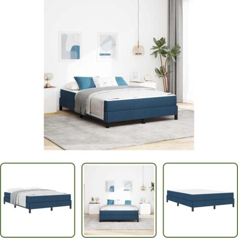 Materasso a box spring -  Letto a molle con materasso Blu 140 x 190 cm Tessuto