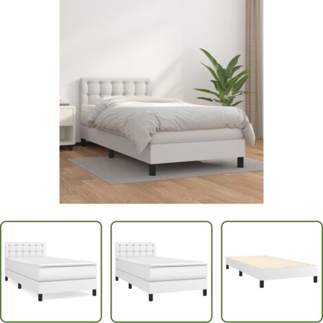 Materasso a molle -  Giroletto a Molle con Materasso Bianco 80x200 cm in Similpelle