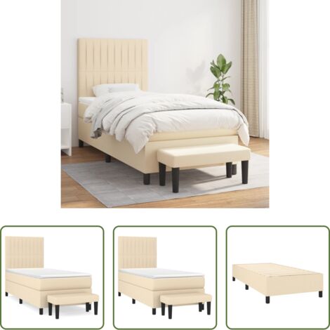 Materasso a molle -  Giroletto a Molle con Materasso Crema 90x190 cm in Tessuto