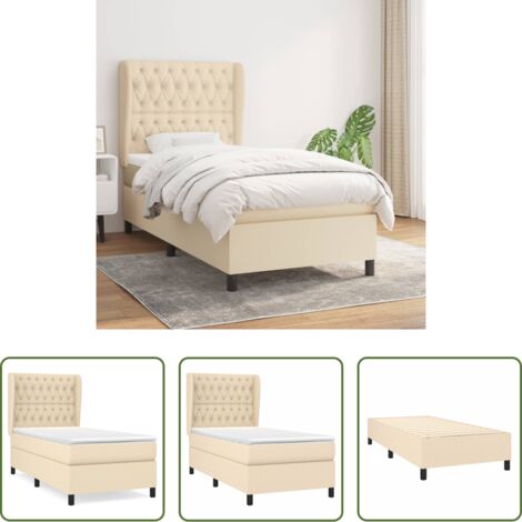 Materasso a molle -  Giroletto a Molle con Materasso Crema 90x190 cm in Tessuto