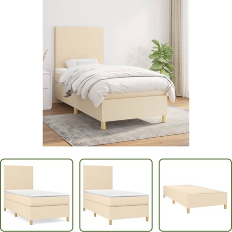 Materasso a molle -  Giroletto a Molle con Materasso Crema 90x190 cm in Tessuto