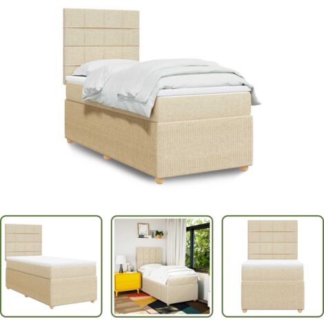 Materasso a molle -  Giroletto a Molle con Materasso Crema 90x200 cm inTessuto