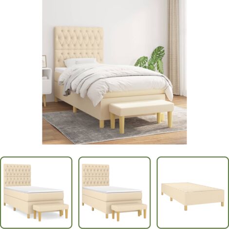 Materasso a molle -  Giroletto a Molle con Materasso Crema 90x200 cm inTessuto