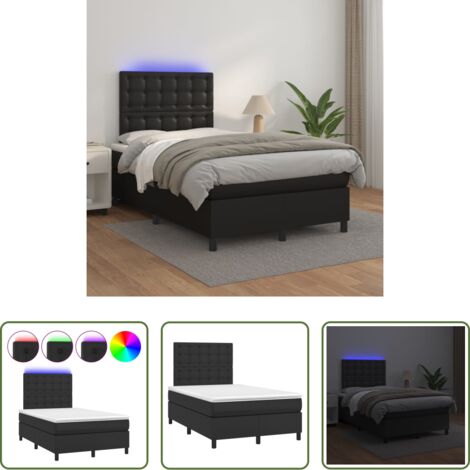 Materasso a molle -  Giroletto a Molle con Materasso e LED Nero 120x200cm Similpelle