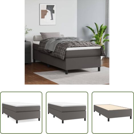 Materasso a molle -  Giroletto a Molle con Materasso Grigio 90x190 cm in Similpelle