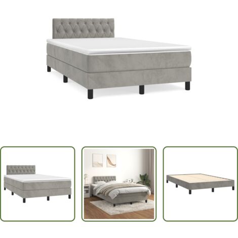 Materasso a molle -  Giroletto a Molle con Materasso Grigio Chiaro 120x190cm Velluto