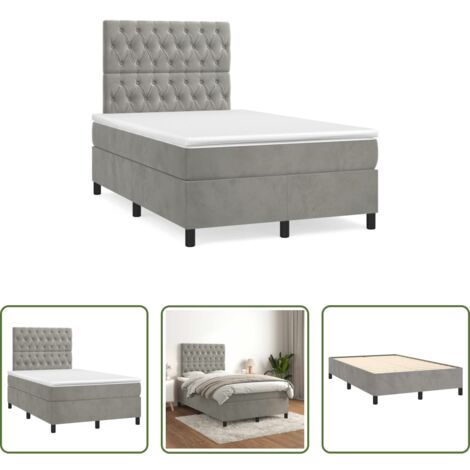 Materasso a molle -  Giroletto a Molle con Materasso Grigio Chiaro 120x190cm Velluto