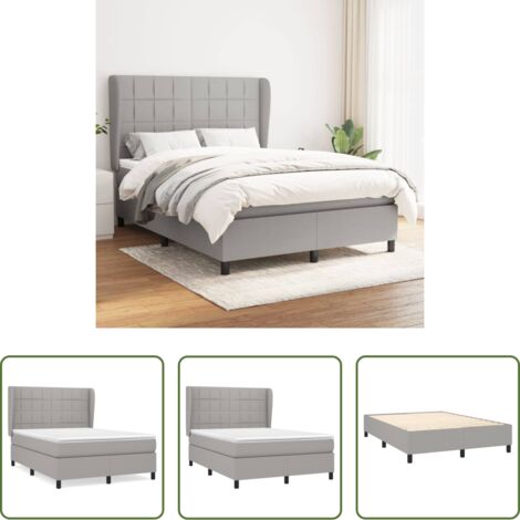 Materasso a molle -  Giroletto a Molle con Materasso Grigio Chiaro 140x190cm Tessuto