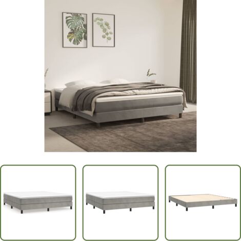 Materasso a molle -  Giroletto a Molle con Materasso Grigio Chiaro 180x200cm Velluto