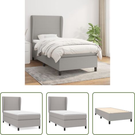 Materasso a molle -  Giroletto a Molle con Materasso Grigio Chiaro 80x200 cm Tessuto