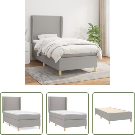 Materasso a molle -  Giroletto a Molle con Materasso Grigio Chiaro 80x200 cm Tessuto