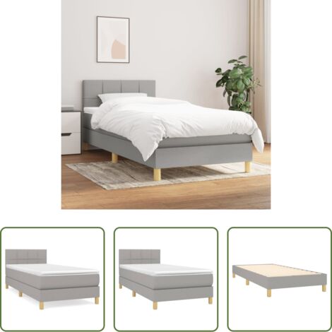 Materasso a molle -  Giroletto a Molle con Materasso Grigio Chiaro 80x200 cm Tessuto
