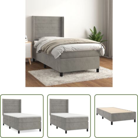 Materasso a molle - Giroletto a Molle con Materasso Grigio Chiaro 90x200 cm Velluto