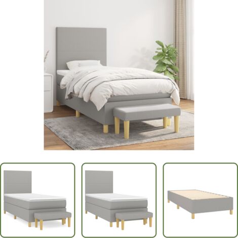 Materasso a molle -  Giroletto a Molle con Materasso Grigio Chiaro100x200 cm Tessuto