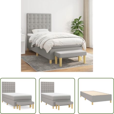 Materasso a molle -  Giroletto a Molle con Materasso Grigio Chiaro100x200 cm Tessuto