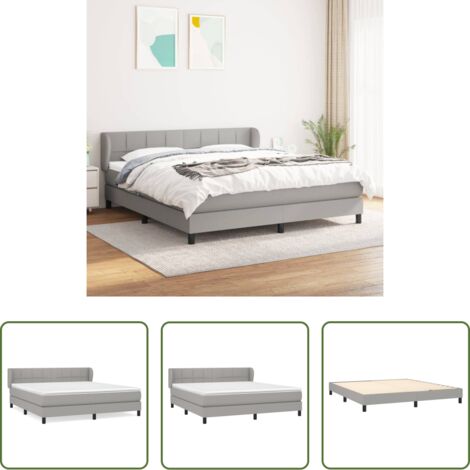 Materasso a molle -  Giroletto a Molle con Materasso Grigio Chiaro180x200 cm Tessuto