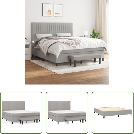 Materasso a molle -  Giroletto a Molle con Materasso Grigio Chiaro180x200 cm Tessuto