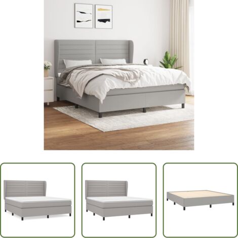 Materasso a molle -  Giroletto a Molle con Materasso Grigio Chiaro180x200 cm Tessuto