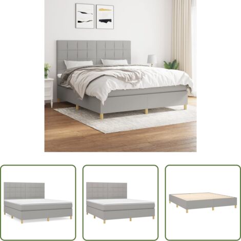 Materasso a molle -  Giroletto a Molle con Materasso Grigio Chiaro180x200 cm Tessuto