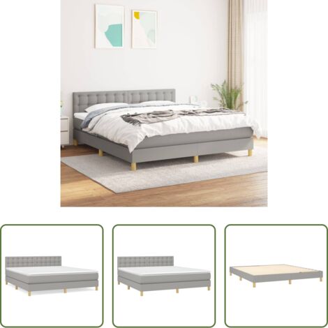 Materasso a molle -  Giroletto a Molle con Materasso Grigio Chiaro180x200 cm Tessuto