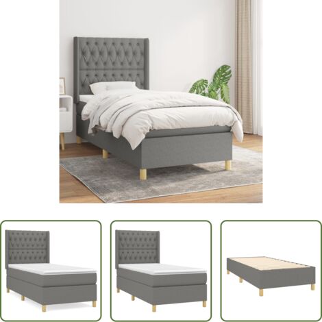 Materasso a molle -  Giroletto a Molle con Materasso Grigio Scuro 100x200 cm Tessuto