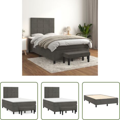 Materasso a molle -  Giroletto a Molle con Materasso Grigio Scuro 120x200 cm Velluto