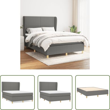 Materasso a molle -  Giroletto a Molle con Materasso Grigio Scuro 140x200cm Tessuto